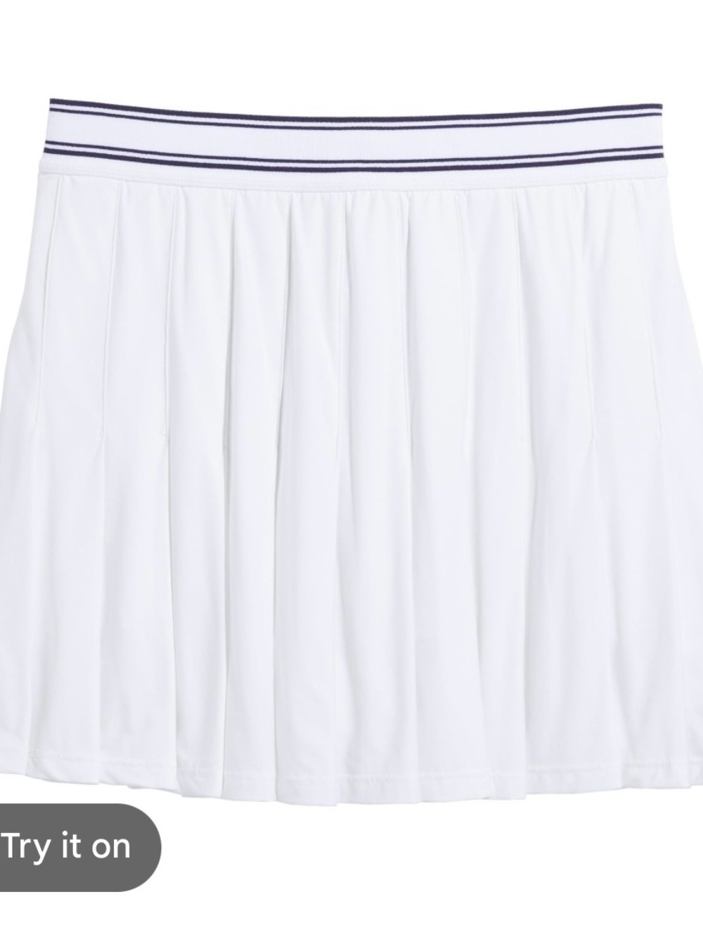 Vineyard Vines White Pleated Skirt with Navy Striped Waistband